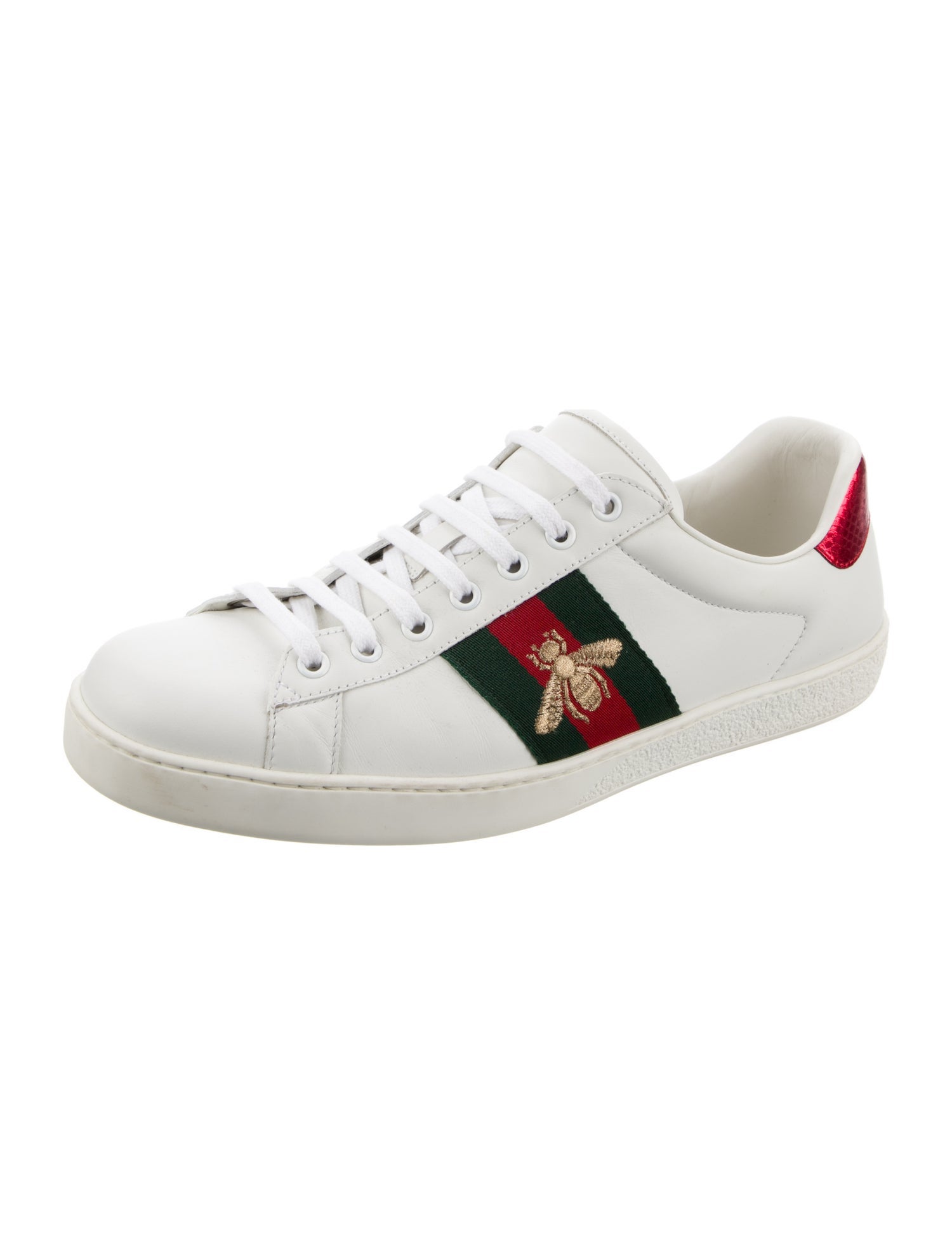 Gucci Web Accent Leather Sneakers